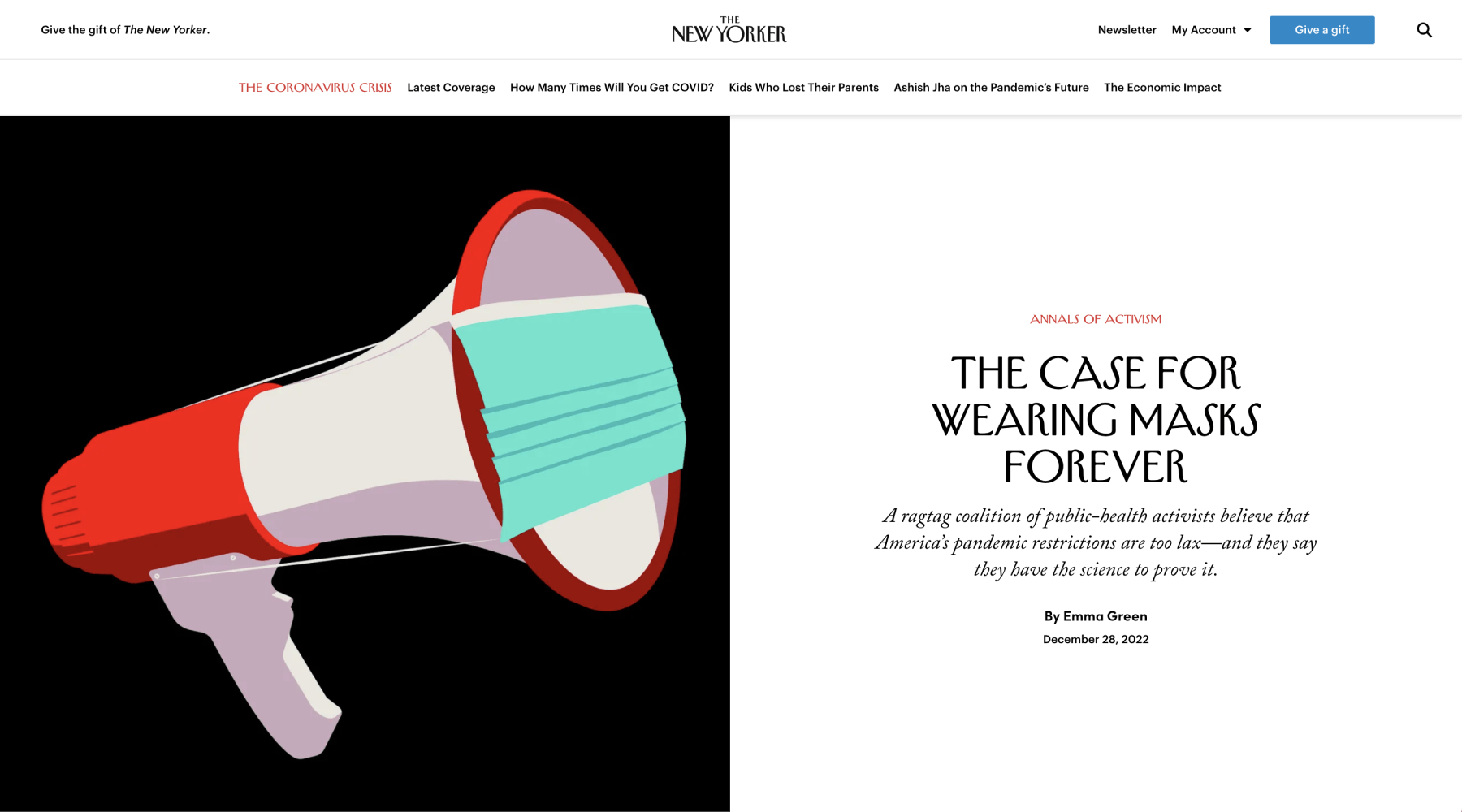 L'ingresso a un articolo del New Yorker